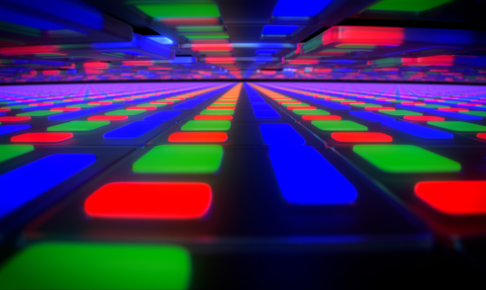 Colourful blocks showcasing OLED technology